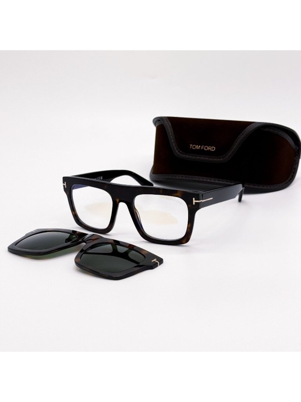 NEW TOM FORD SUNGLASSES TOM FORD TF6068 052 HAVANA GREEN MEN CLIP-ON FT6068 052